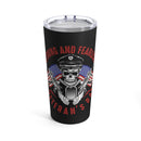Strength and Fearlessness: 20oz Black Military Design Tumbler - Honoring Veterans on Their Special Day
