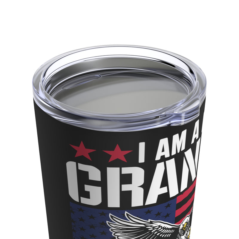 Fearless Legacy: 20oz Black Military Design Tumbler - 'I Am a Dad, Grandpa, and a Veteran - Nothing Scares Me'