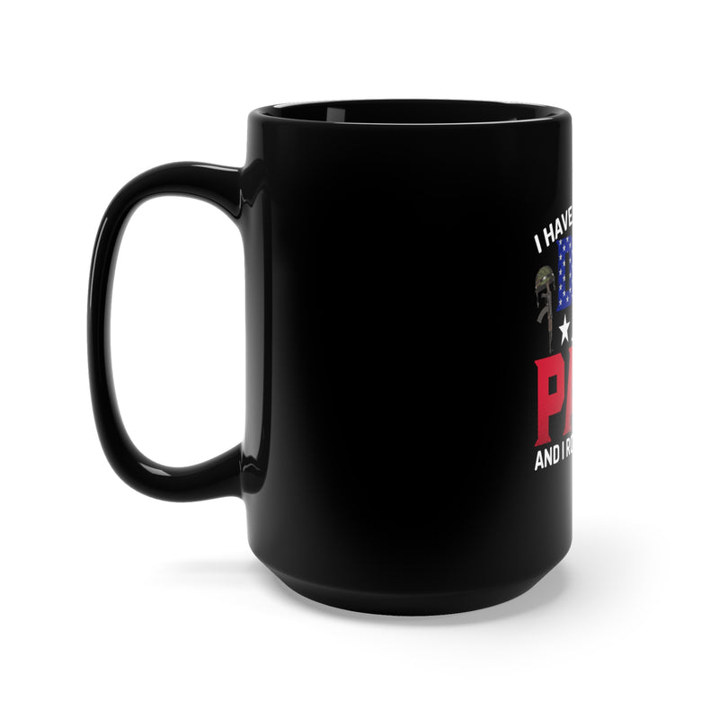 Dad, Papa, and Proud: 15oz Black Military Design Mug - 'Rocking Two Titles with Military Style'