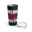 Military Design Tumbler - Embrace Unity with 'America Is A Tune' Motif on Black Background!