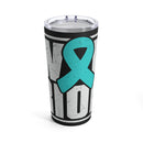 Warrior Spirit: 20oz Stainless Steel Tumbler with PTSD Awareness Ribbon - A Tribute to Resilience & Courage