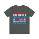 Fierce and Fiery: Military Design T-Shirt - 'Warning: This Girl is a Smoking Hot Veteran and Can Protect Herself!'