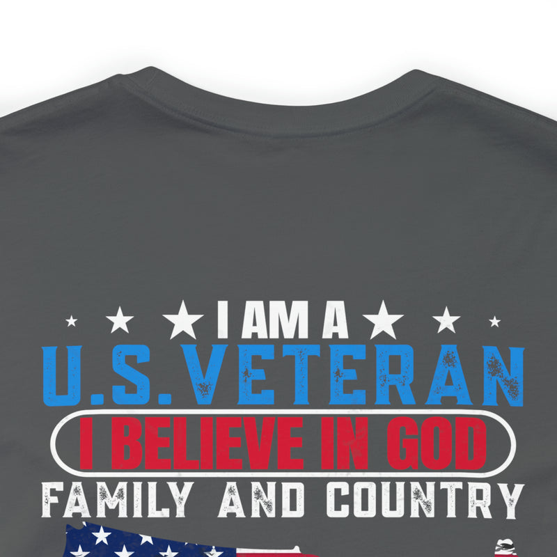 U.S. Veteran Pride T-Shirt: 'God, Family, Country' Military Design