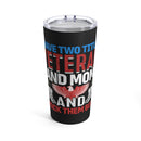 Dual-Titled Powerhouse - 20oz Military Design Tumbler: 'Veteran and Mom, Rocking Both' - Black Background