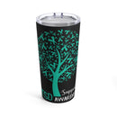 Empowering Awareness: 20oz Tumbler Spotlights Post Traumatic Stress Disorder on a Black Background