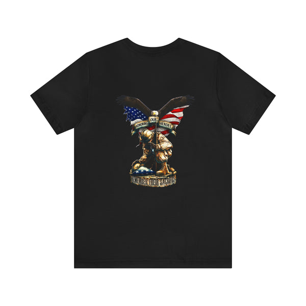 Remembering Their Sacrifice: Military T-Shirt with 'Honor Our Heroes, Remember Their Sacrifice' Design