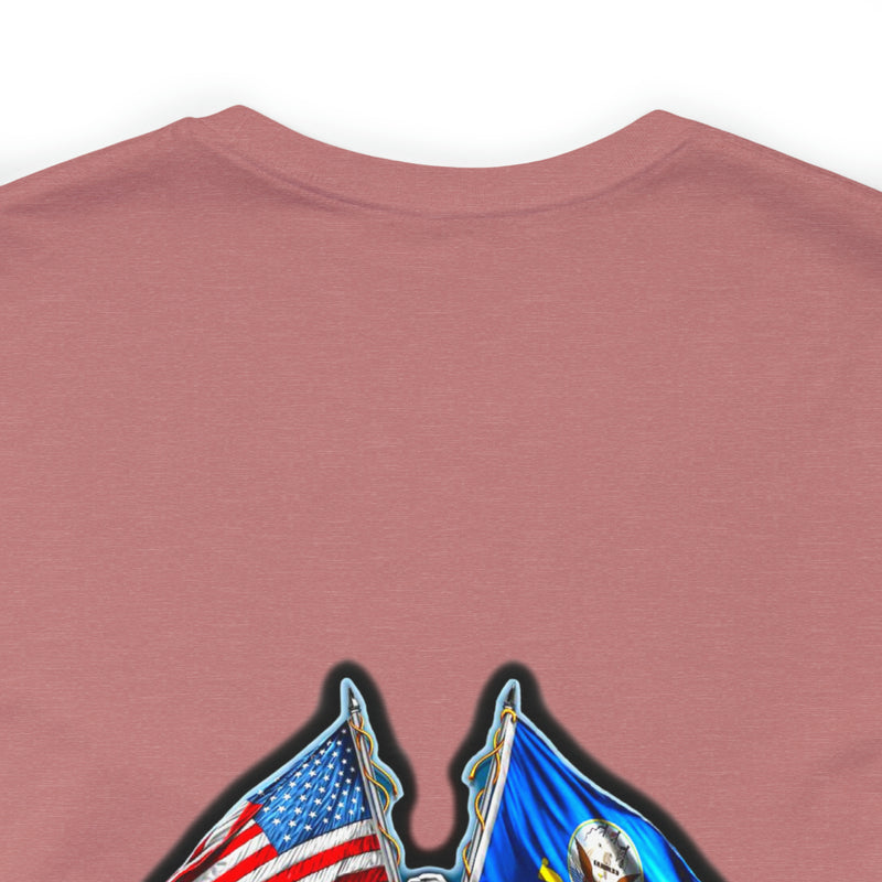 Navigating Strength and Courage: Military T-Shirt with 'New Double Flag Eagle U.S. NAVY' Design