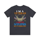 Veteran Themed T-Shirt with 'I Can Fix Stupid' Humorous Military Design
