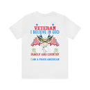 Patriotic Allegiance: Military Design T-Shirt - 'I Am a U.S. Veteran - Believer in God, Family, and Country - Proudly Saluting My Flag'