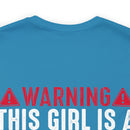 Fierce and Fiery: Military Design T-Shirt - 'Warning: This Girl is a Smoking Hot Veteran and Can Protect Herself!'