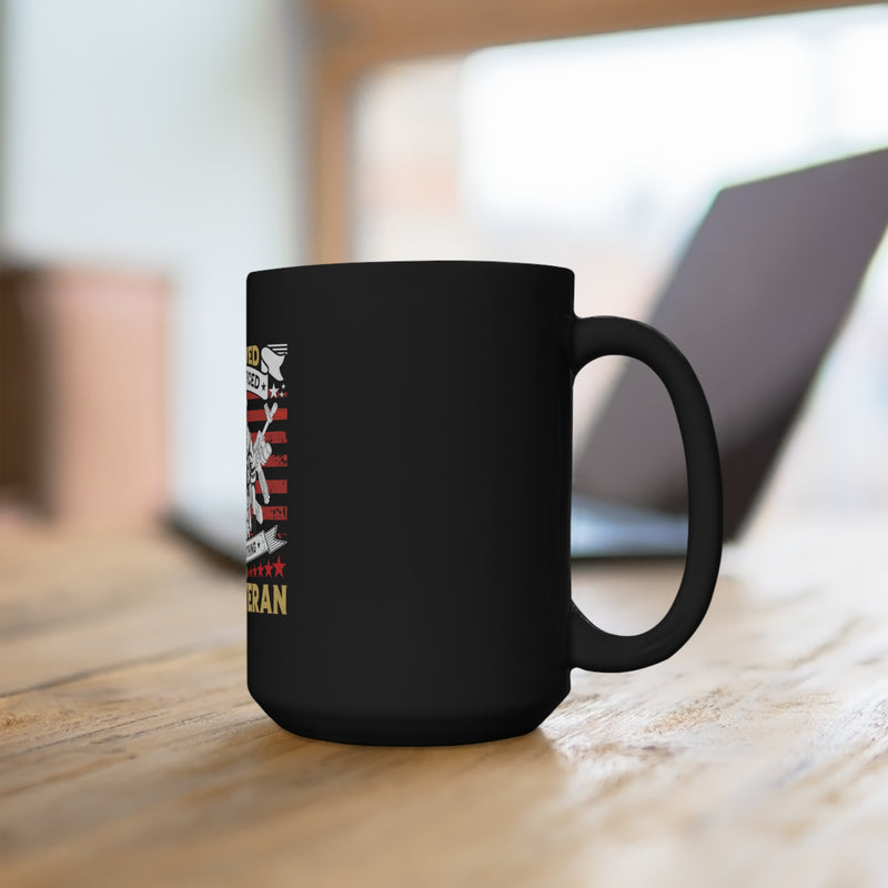 Unwavering Service: 15oz Black Military Design Mug - 'Served, Sacrificed, Regret Nothing - U.S. Veteran'