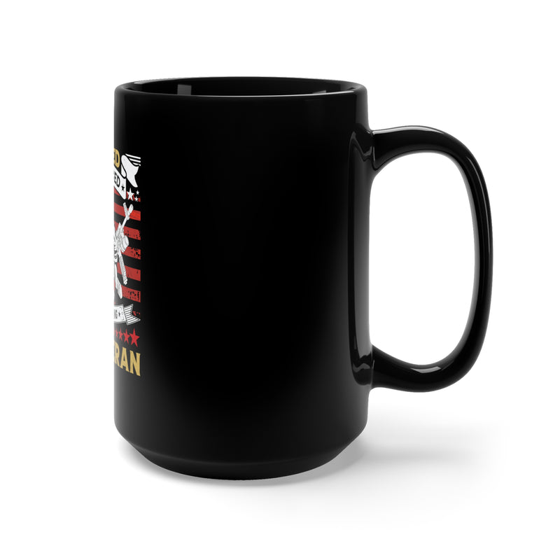 Unwavering Service: 15oz Black Military Design Mug - 'Served, Sacrificed, Regret Nothing - U.S. Veteran'