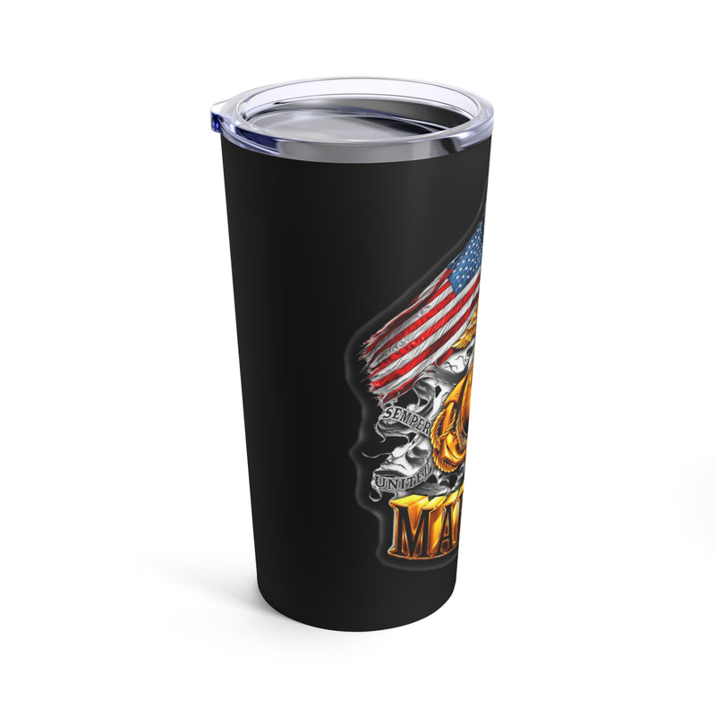 Double Flag Eagle U.S. Marines: 20oz Military Design Black Tumbler