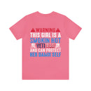Fierce and Fiery: Military Design T-Shirt - 'Warning: This Girl is a Smoking Hot Veteran and Can Protect Herself!'