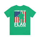 Patriotic Tribute: 'I Stand for the Flag, I Kneel for the Fallen' Military Design T-Shirt