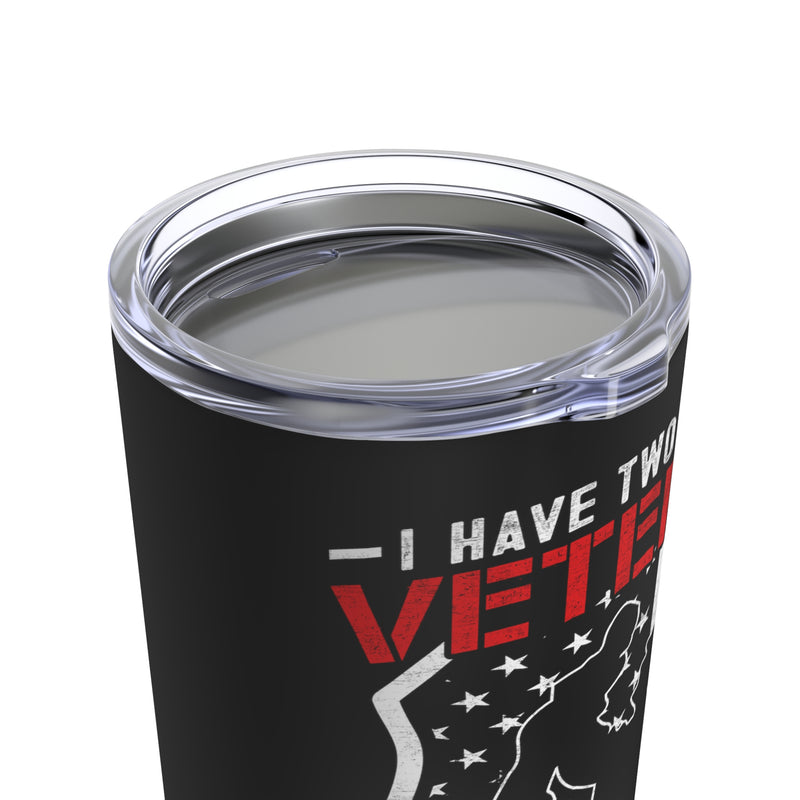 Proud Veteran & Papa: 20oz Military Design Tumbler with Dual Titles on Black Background