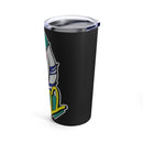 20oz Tumbler - '22 Veteran' PTSD Awareness: Striking Green Design on Black Background