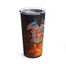 Honoring the Brave: 20oz Black Tumbler with Military Design - 'No WMF Firefighter Double Flag - All Gave Some, Some Gave It All