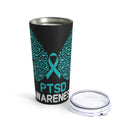 20oz Tumbler: Black Butterfly Design with Teal Ribbon - PTSD Awareness
