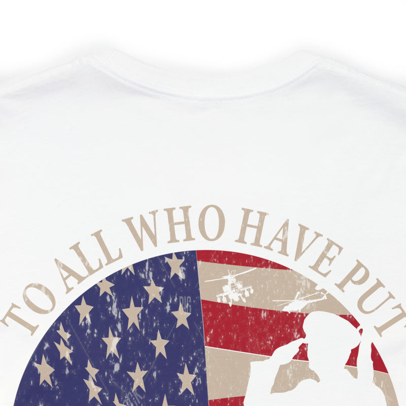 Saluting Sacrifice: Thank You to All Who Defend the Flag Military T-Shirt