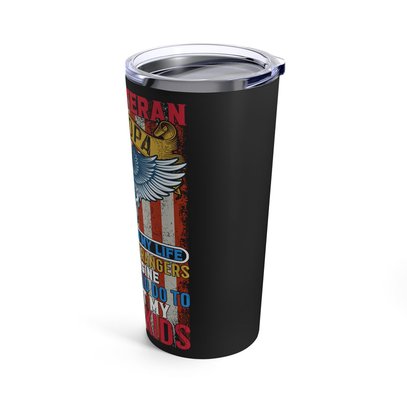 I'm a Veteran Grandpa - Protecting Strangers, Defending Family - 20oz Black Military Design Tumbler