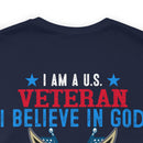 Patriotic Allegiance: Military Design T-Shirt - 'I Am a U.S. Veteran - Believer in God, Family, and Country - Proudly Saluting My Flag'