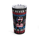 Never Underestimate the Skill: 20oz Black Military Design Tumbler - Nurse & U.S. Veteran Powerhouse
