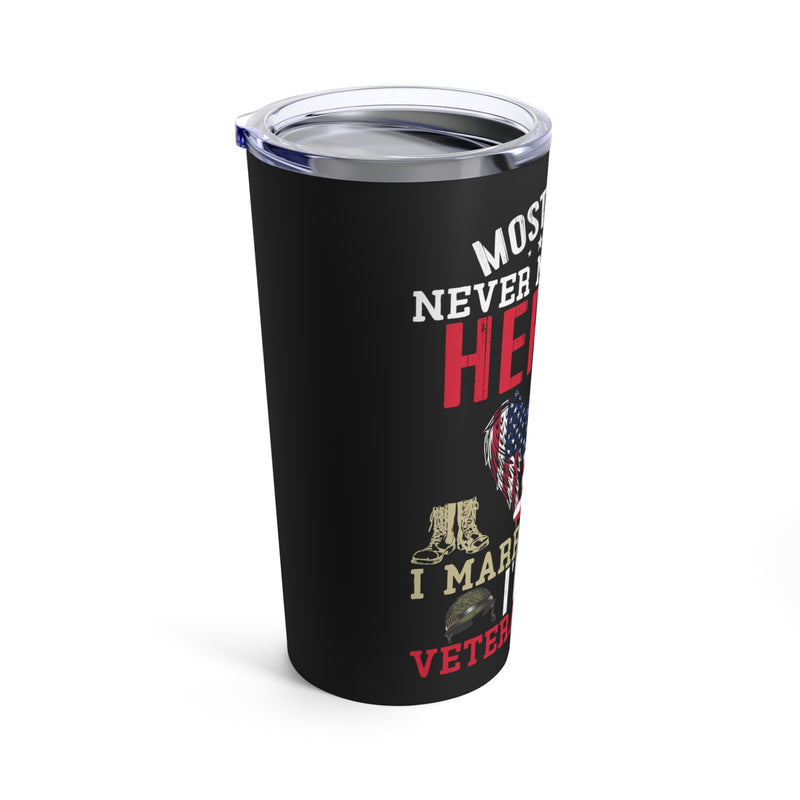 Proud Veteran's Wife: Embrace the Heroic Journey with our 20oz Military Design Tumbler