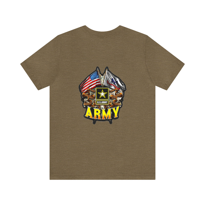 Patriotic Valor: Military T-Shirt with 'Double Flag Eagle U.S. ARMY' Design