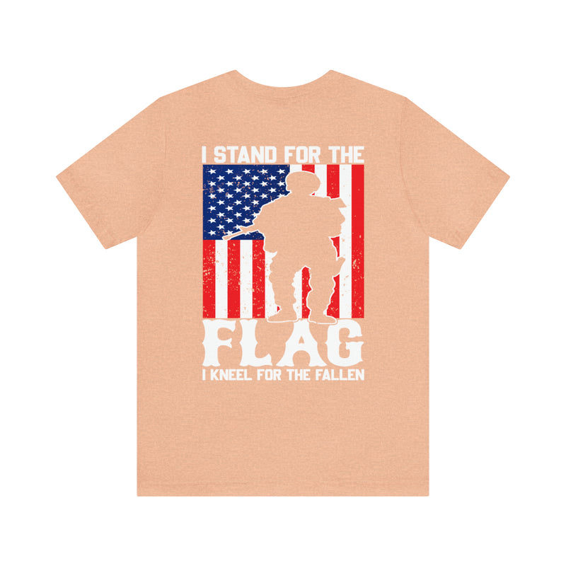 Patriotic Tribute: 'I Stand for the Flag, I Kneel for the Fallen' Military Design T-Shirt