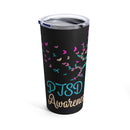 Symbol of Renewal: 20oz Tumbler with Black Background and 'Tree Ribbon - PTSD Awareness' Design
