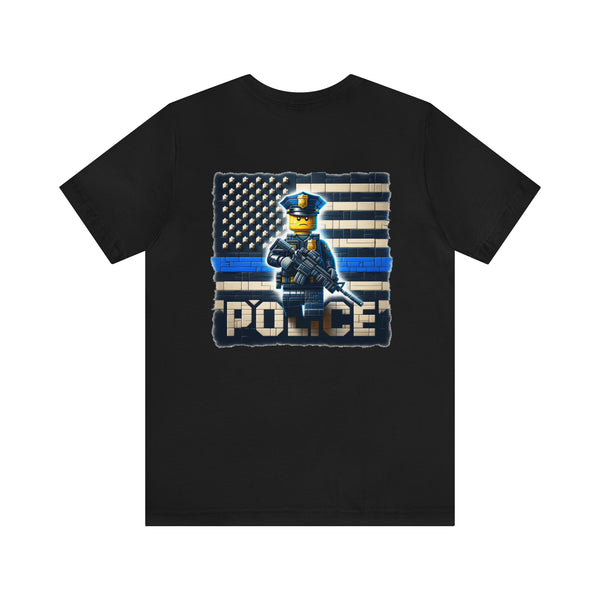 Police Officer Thin Blue Line Block Flag T-Shirt
