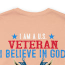 Patriotic Allegiance: Military Design T-Shirt - 'I Am a U.S. Veteran - Believer in God, Family, and Country - Proudly Saluting My Flag'