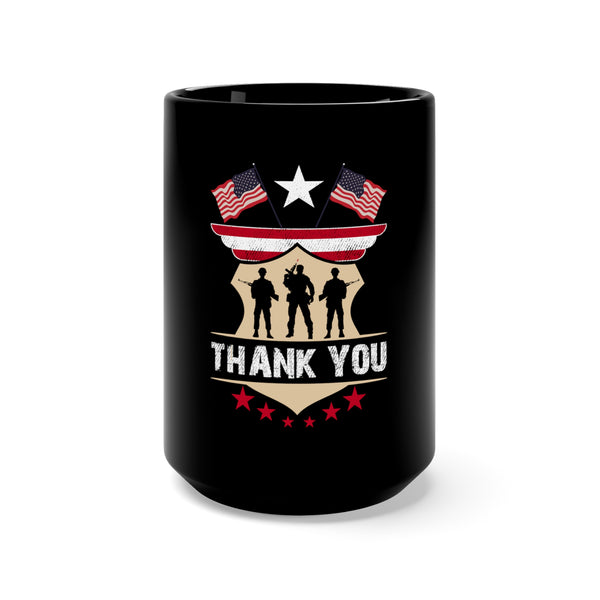 Gratitude in Every Sip: 15oz Military Design Black Mug - Thank You Edition