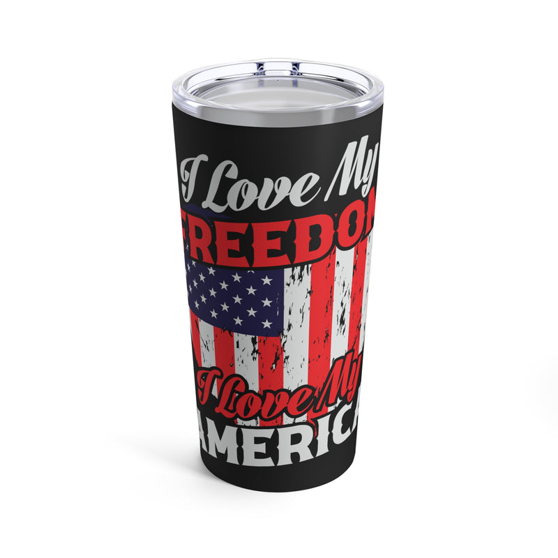 Freedom & America Love: 20oz Military Design Tumbler - Black Background Edition