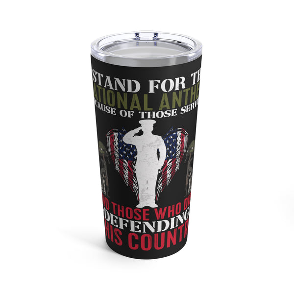 Patriotic Tribute: 20oz Black Military Design Tumbler - 'Honoring Those Who Serve and Sacrifice'