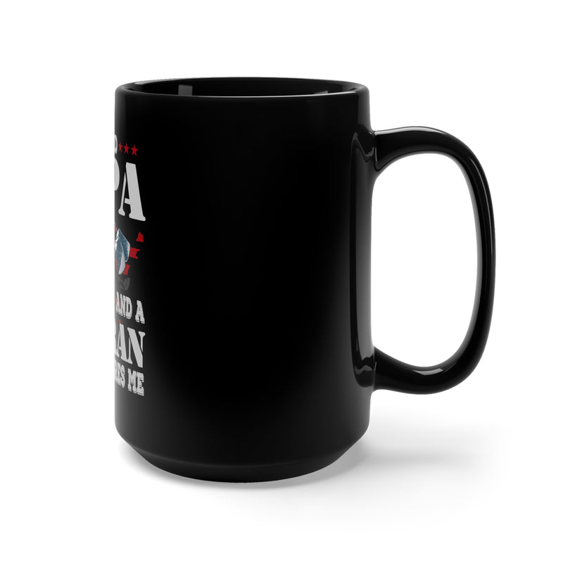 Fearless Dad, Papa, and Veteran: 15oz Military Design Black Mug - Embracing Strength and Courage