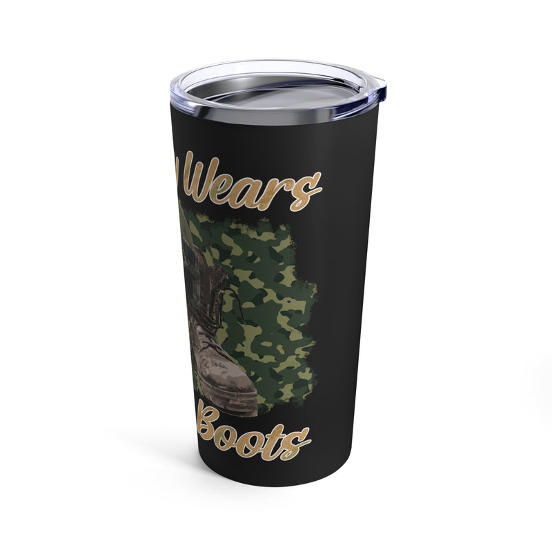 Daddy's Combat Boots: 20oz Military Design Tumbler - Black Background Tribute
