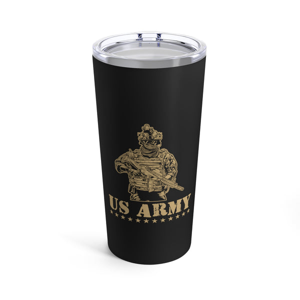Classic Tribute: 20oz Military Design Tumbler - US Army Emblem on Black Background