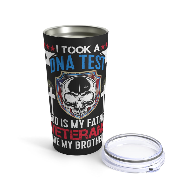 Sacred Bonds - 20oz Military Design Tumbler: 'God as My Father, Veterans as My Brothers' - Black Background
