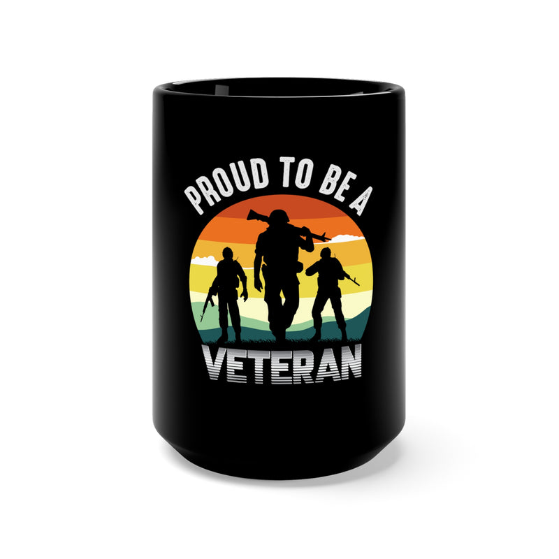 Proud Veteran: 15oz Military Design Black Mug - Celebrating Service and Sacrifice