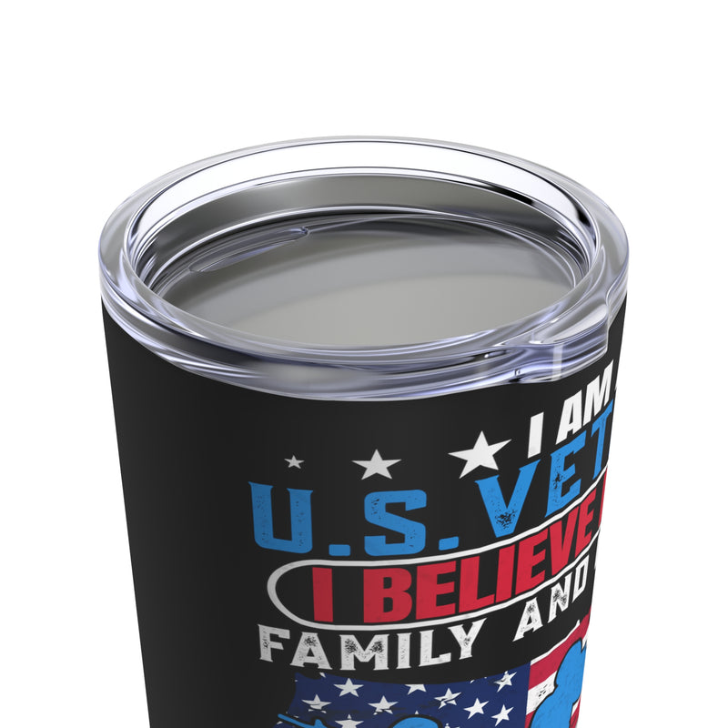 Proud American Veteran: 20oz Black Military Design Tumbler - 'Believer, Saluter, Follower of Freedom'