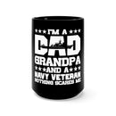 Fearless Navy Veteran: 15oz Military Design Black Mug for Proud Dads and Grandpas