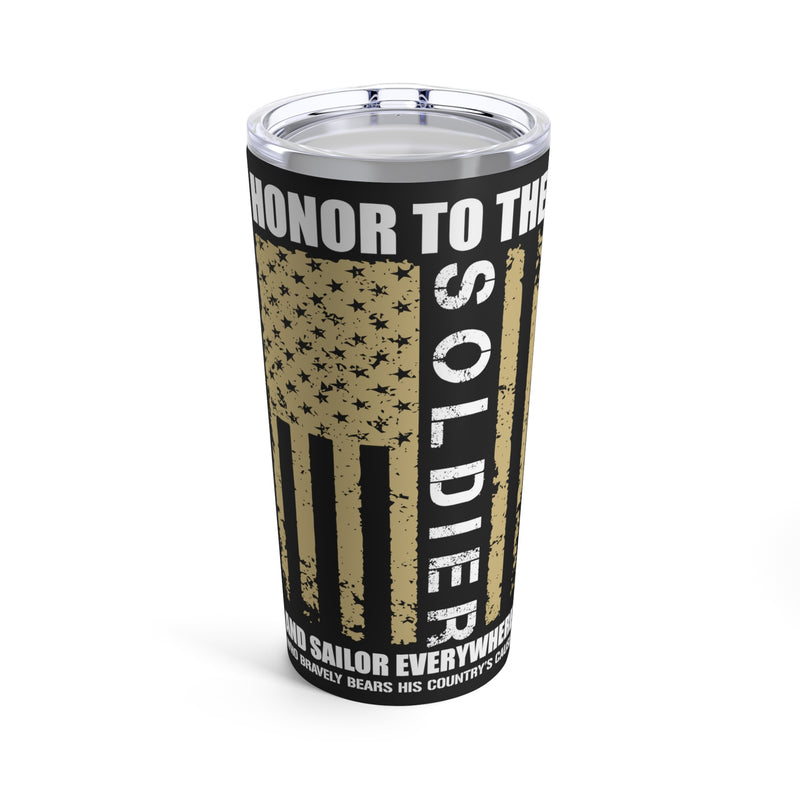 Patriotic Tribute: 20oz Military Design Tumbler - Honoring Soldiers and Sailors with Bravery