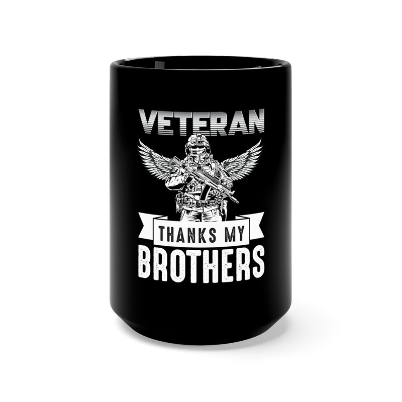 Brotherhood of Heroes: 15oz Military Design Black Mug - Expressing Gratitude to Fellow Veterans