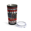 Resilient and Legendary: 20oz Black Military Design Tumbler - Old Man Veteran Shaping American History