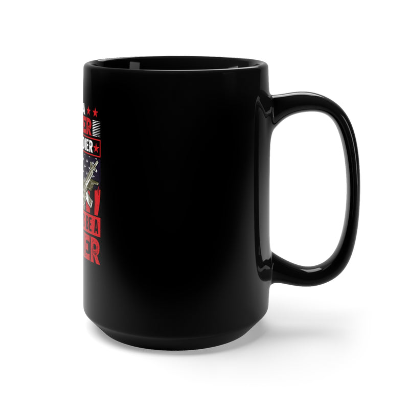 Forever a Soldier: 15oz Black Military Design Mug - 'Past, Present, and Future in Service'