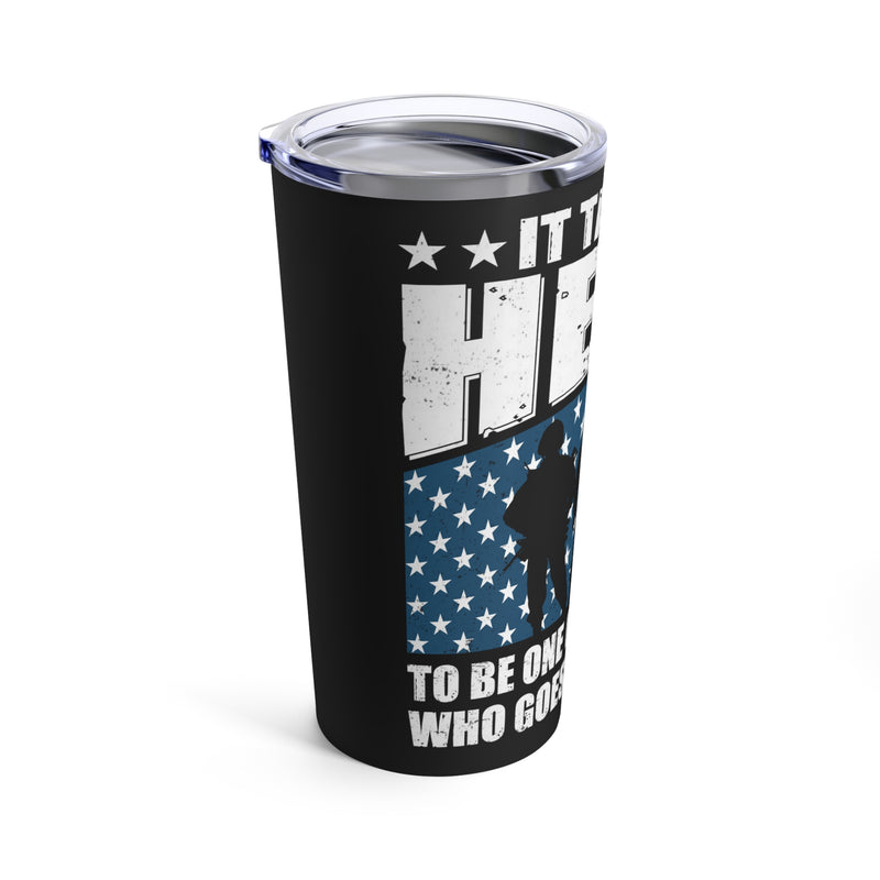 Courageous Heroes: 20oz Black Military Design Tumbler - Honoring Those Who Go Into Battle