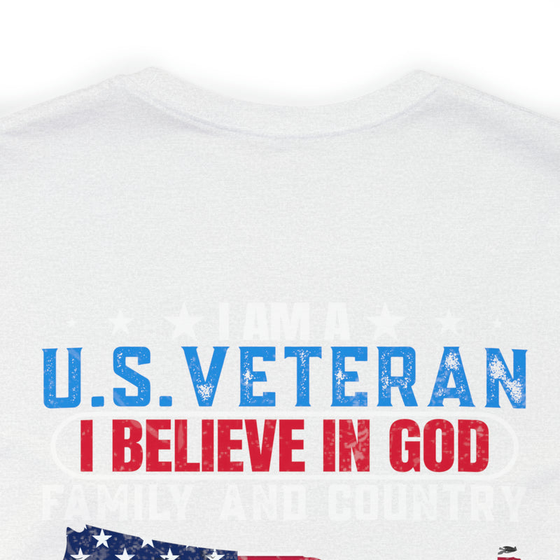 U.S. Veteran Pride T-Shirt: 'God, Family, Country' Military Design