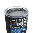 Faithful Veteran's Tribute - 20oz Military Design Tumbler: 'Standing for the Flag, Kneeling for the Cross' - Black Background